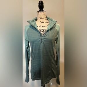 Striped Teal Ohmbre Quarter-Zip Athletic Pullover